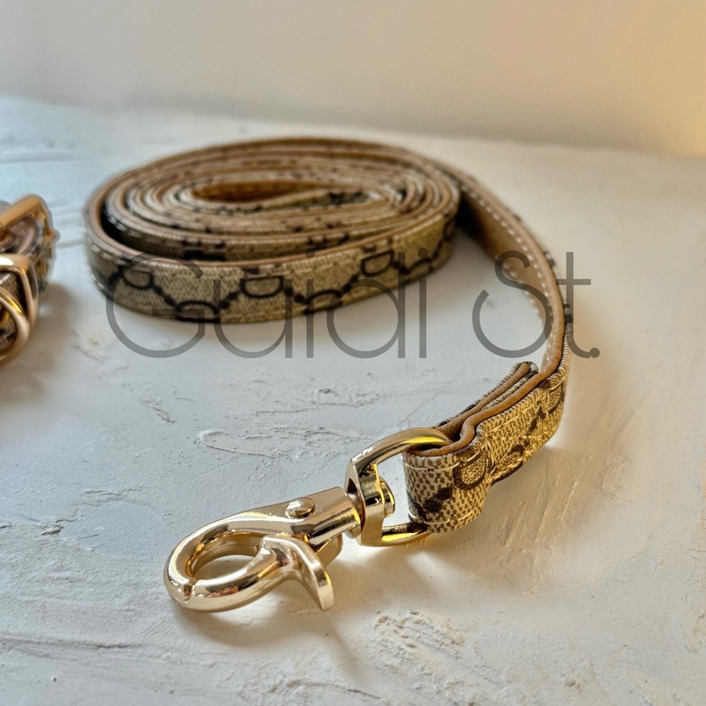 Stylish Snake Print Leash with Gold Hardware